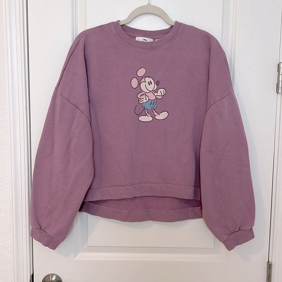 Disney WDW Mickey Mouse Genuine Mousewear Pullover Cropped Sweatshirt Plum XL - Picture 10 of 13